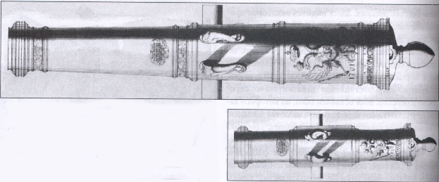 Русские 3-фунтовая полковая пушка (вверху) и полупудовая гаубица